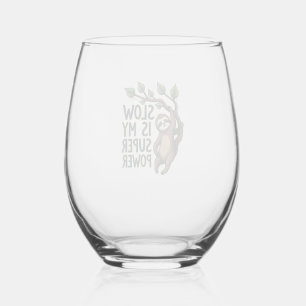 Retro Sloth Quote Shirt Funny Slow Life Vintage Te Stemless Wine Glass