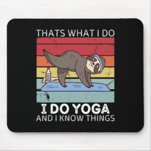 Retro Sloth Thats What I Do I Do Yoga And I Know T Mouse Pad