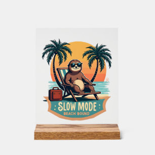 Retro Sloth Vacation Shirt Funny Tropical Relax De Acrylic Sign