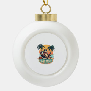 Retro Sloth Vacation Shirt Funny Tropical Relax De Ceramic Ball Christmas Ornament