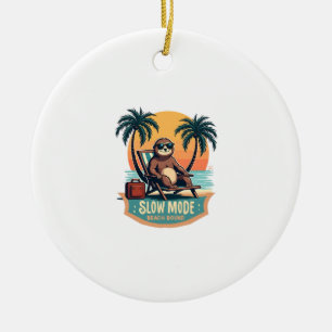 Retro Sloth Vacation Shirt Funny Tropical Relax De Ceramic Ornament