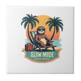 Retro Sloth Vacation Shirt Funny Tropical Relax De Ceramic Tile