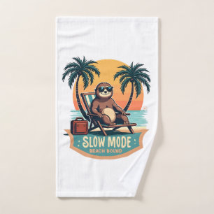 Retro Sloth Vacation Shirt Funny Tropical Relax De Hand Towel