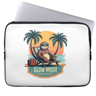 Retro Sloth Vacation Shirt Funny Tropical Relax De Laptop Sleeve