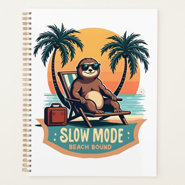 Retro Sloth Vacation Shirt Funny Tropical Relax De Planner (Front)