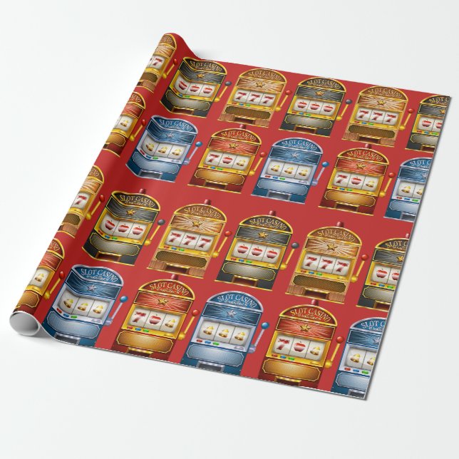 Retro Slots Pattern Wrapping Paper (Unrolled)