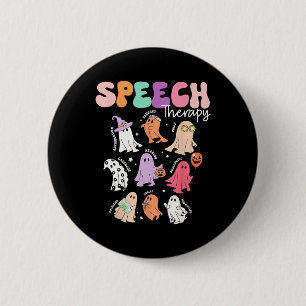 Retro Slp Ghost Halloween Speech Therapy Autumn Fa 6 Cm Round Badge
