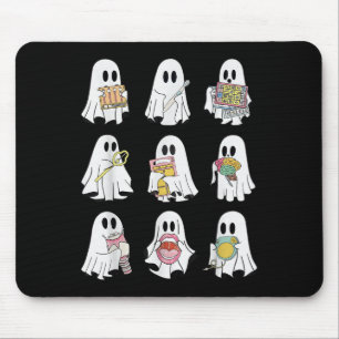Retro Slp Ghost Halloween Speech Therapy Autumn Fa Mouse Pad