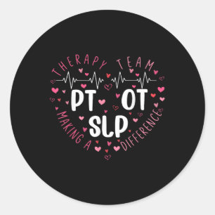 Retro Slp Ot Pt Valentines Day Heart Love Therapy Classic Round Sticker