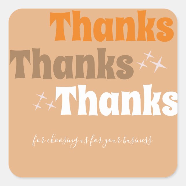 Retro Small Business Stars Groovy Thank You   Square Sticker (Front)
