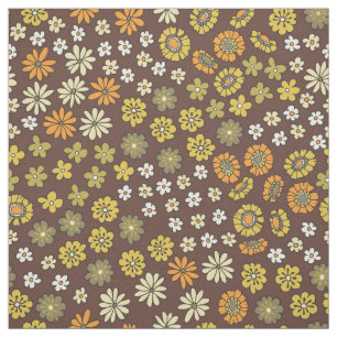 Retro Small Flowers Orange Yellow Brown Pattern Fabric