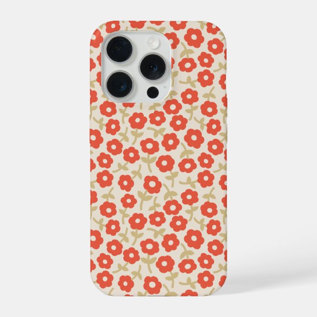Retro small red ditsy floral pattern iPhone case (Back)