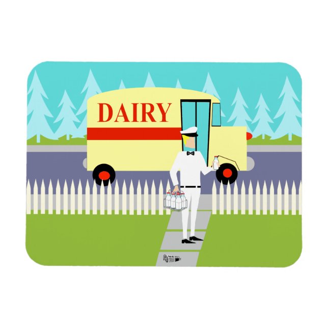 Retro Small Town Milkman Flexible Magnet (Horizontal)