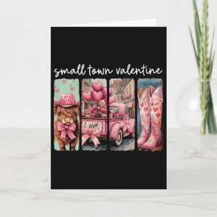 Retro Small Town Valentine Cute Cow Valentine's Da Card