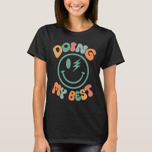 Retro Smile Face Doing My Best Chequerboard Motiva T-Shirt