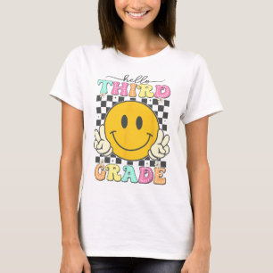Retro Smile Face Hello 3rd Grade Team Back To Scho T-Shirt