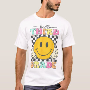Retro Smile Face Hello 3rd Grade Team Back To Scho T-Shirt