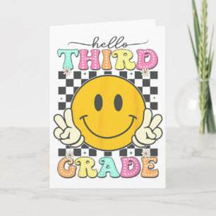 Retro Smile Face Hello 3rd Grade Team Ck To School Card