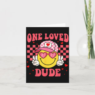 Retro Smile Face One Loved Dude Valentines Day Men Card