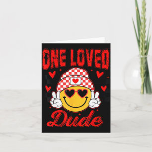 Retro Smile Face One Loved Dude Valentines Day Men Card