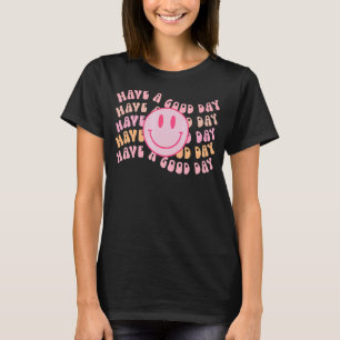 Retro Smile Face Pink Smile Face Preppy Trendy Co T-Shirt
