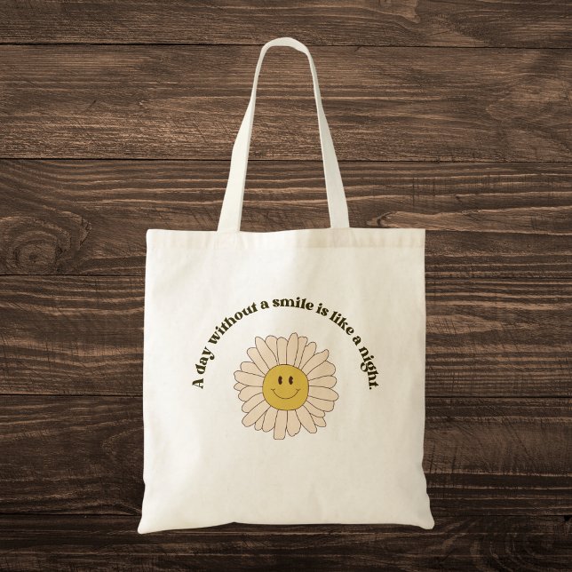 Retro Smile Quote  Tote Bag (Creator Uploaded)