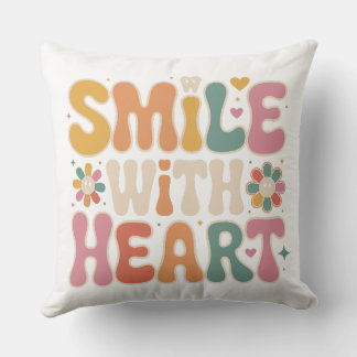 Retro 'Smile With Heart' Throw Pillow - Groovy Den