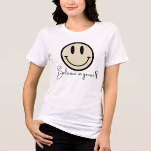 Retro Smiley Face: Believe In Yourself T-Shirt Tri-Blend Shirt