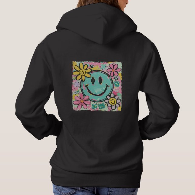 Retro Smiley Face Flower Hoodie (Back)