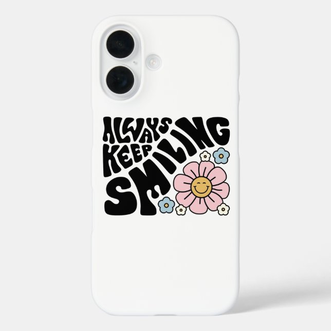 Retro Smiley Face Flower Positive Quote Case-Mate iPhone Case (Back)