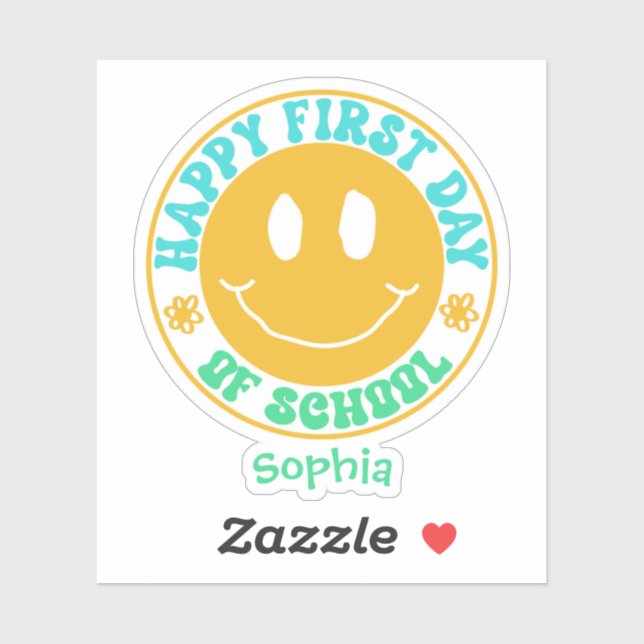Retro Smiley Face Happy First Day Of School (Sheet)