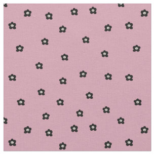 Retro Smiling Flower Pattern in black and Rosa Fabric