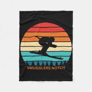 Retro Smugglers Notch Vermont Skiing Skier Retro S Fleece Blanket