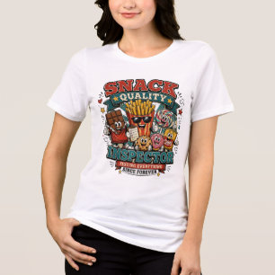 Retro Snack Quality Inspector Vintage Cartoon Food Tri-Blend Shirt