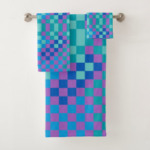 Retro Snake Chequered Chequered Pattern Bath Towel Set