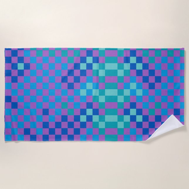 Retro Snake Chequered Chequered Pattern  Beach Towel (Front)