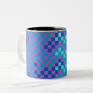 Retro Snake Chequered Chequered Pattern Two-Tone Coffee Mug