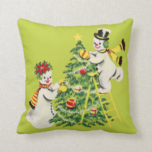 Retro Snow Couple Decorate Christmas Tree Cushion