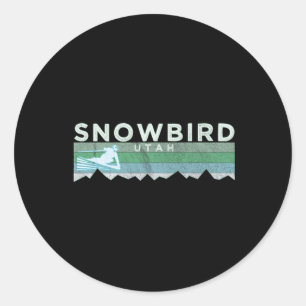 Retro Snowbird, Utah Distressed Skiing Classic Round Sticker