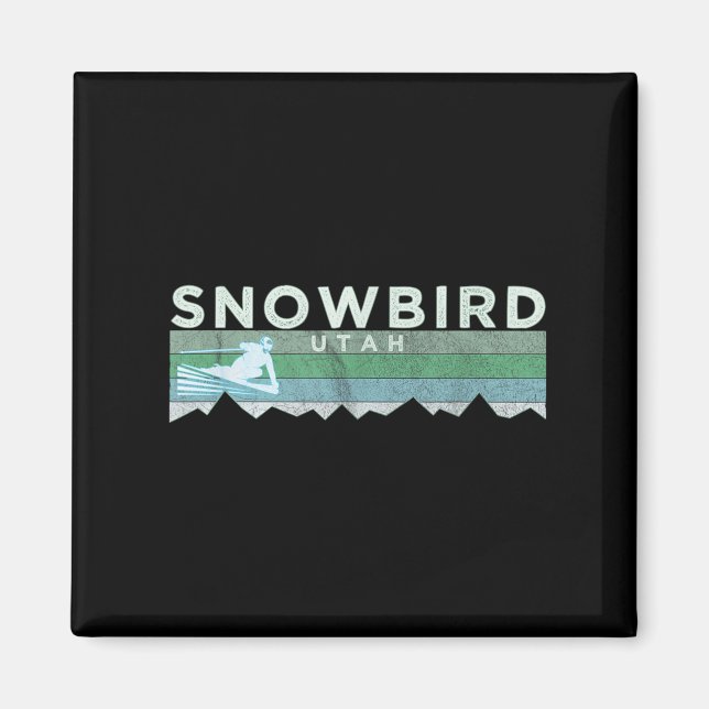 Retro Snowbird, Utah Distressed Skiing  Magnet (Front)