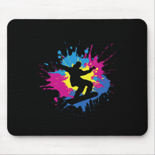 Retro Snowboard Colourful 90s 80s Snowboarding Mouse Pad