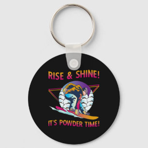 Retro Snowboard Rise And Shine Powder Time 80s Sno Key Ring