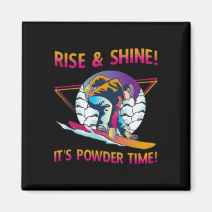 Retro Snowboard Rise And Shine Powder Time 80s Sno Magnet