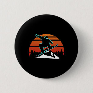 Retro Snowboard Snowboarder Gifts Winter Sports Sn 6 Cm Round Badge