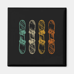 Retro Snowboard Snowboarding Magnet