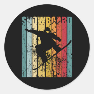 Retro Snowboard Snowboarding Ski Vacation Snowboar Classic Round Sticker