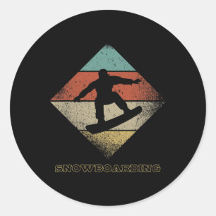 Retro Snowboarder 1960's 1970's Style Snowboarding Classic Round Sticker