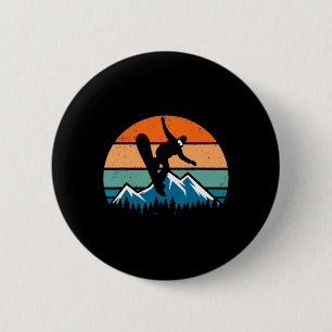 Retro Snowboarder Snowboarding Men Women Kids Boys 6 Cm Round Badge