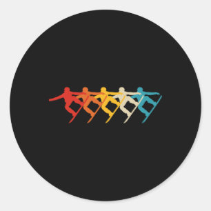 Retro Snowboarder Snowboarding Men Women Kids Boys Classic Round Sticker