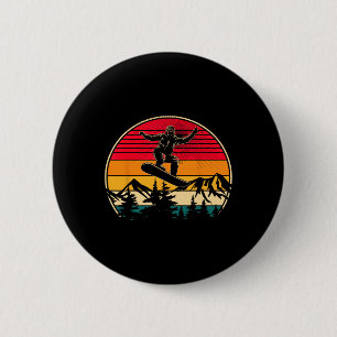 Retro Snowboarder Sunset Design Winter Sports Snow 6 Cm Round Badge